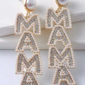 "Mama" Mom Mother's Day Rhinestone Earrings Jewelry Bridal Gift